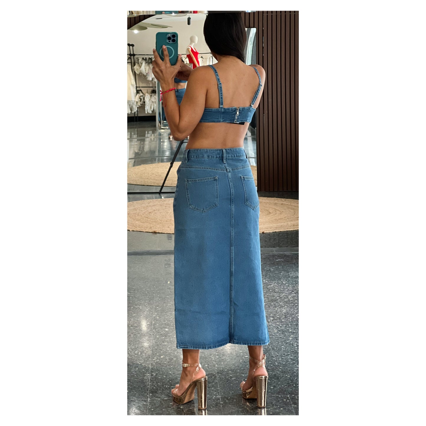 LONG DENIM SKIRT WITH OPE