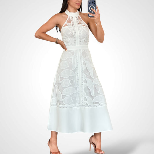 Halter White Maxi Dress