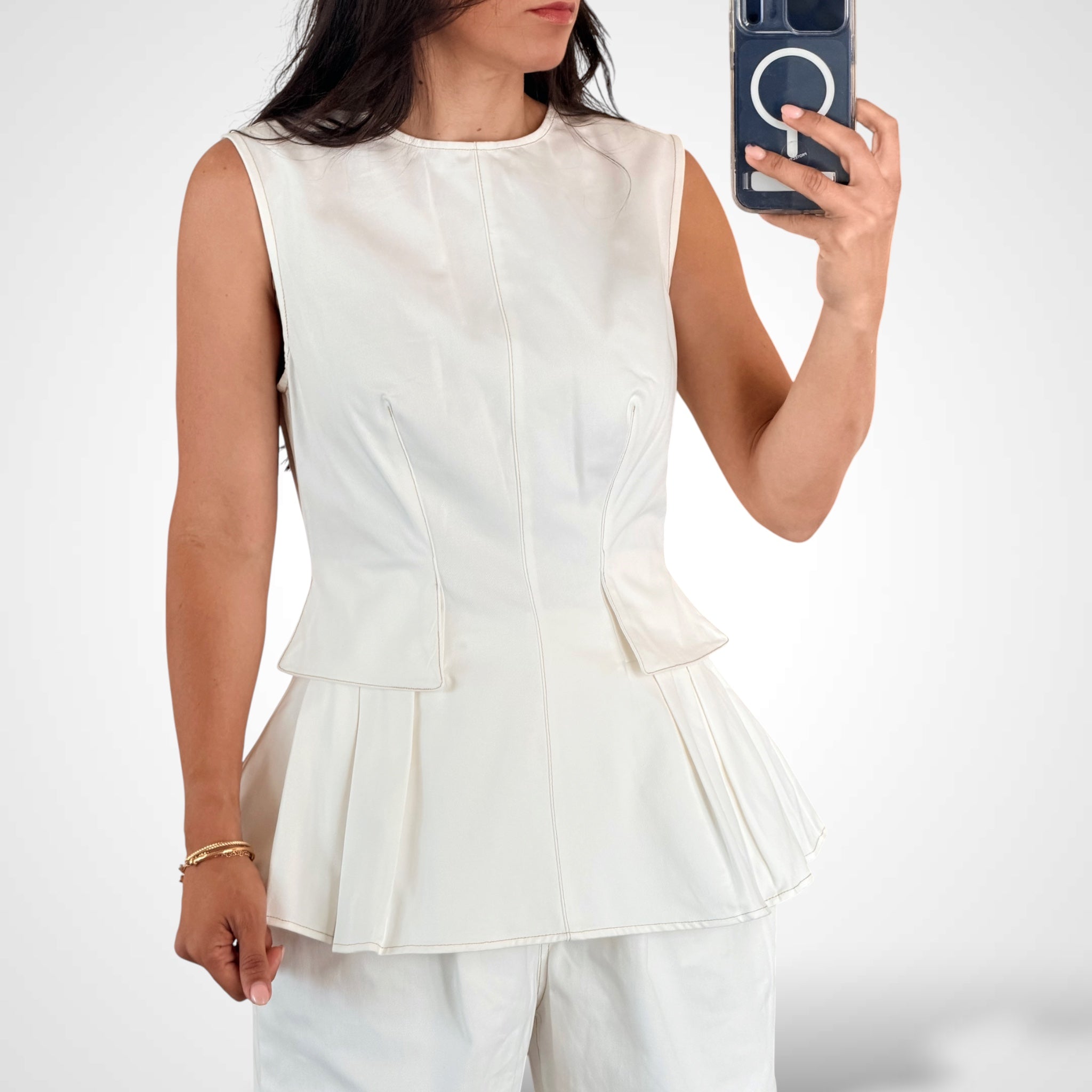 PEPLUM SLEEVELESS TOP AND STRAIGHT PANTS SET•-2