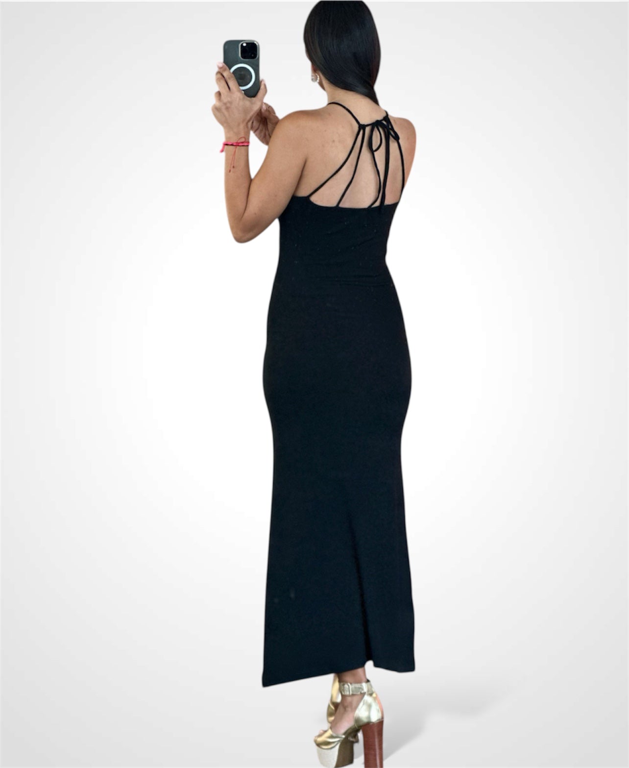 Onyx Halter Goddess Dress