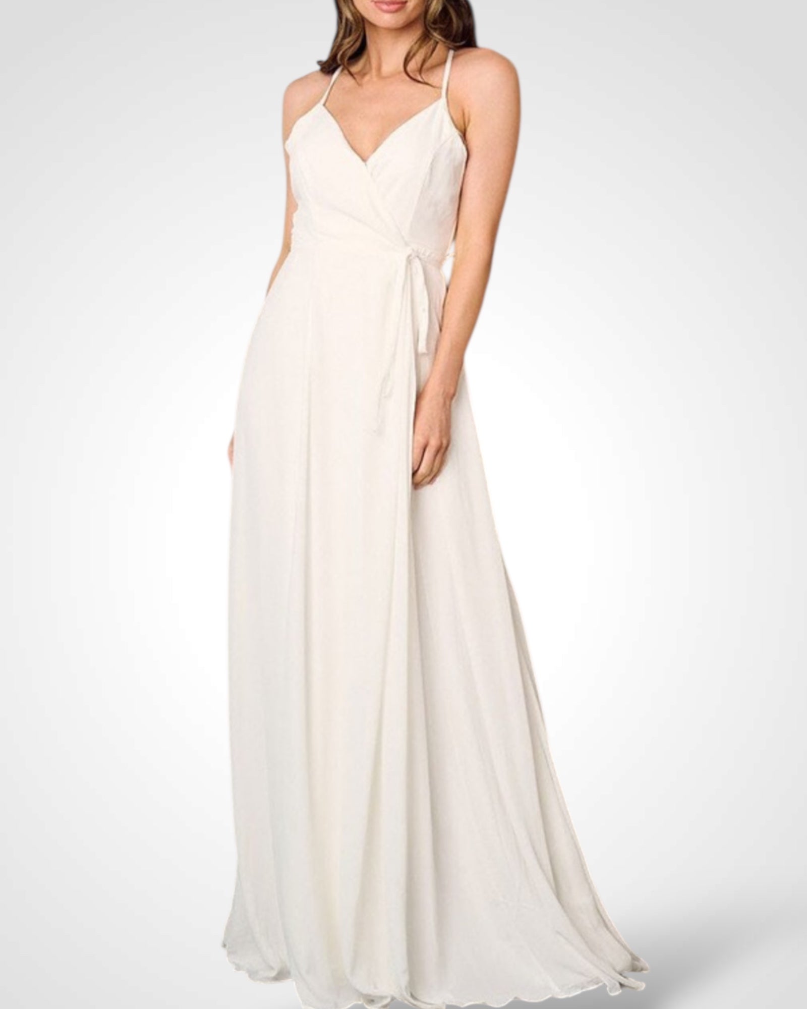 Sleeveless Surplice Self Tie Maxi Dress-3