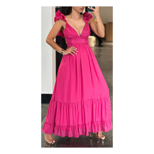 SJ Ruffle Strap Midi Dress