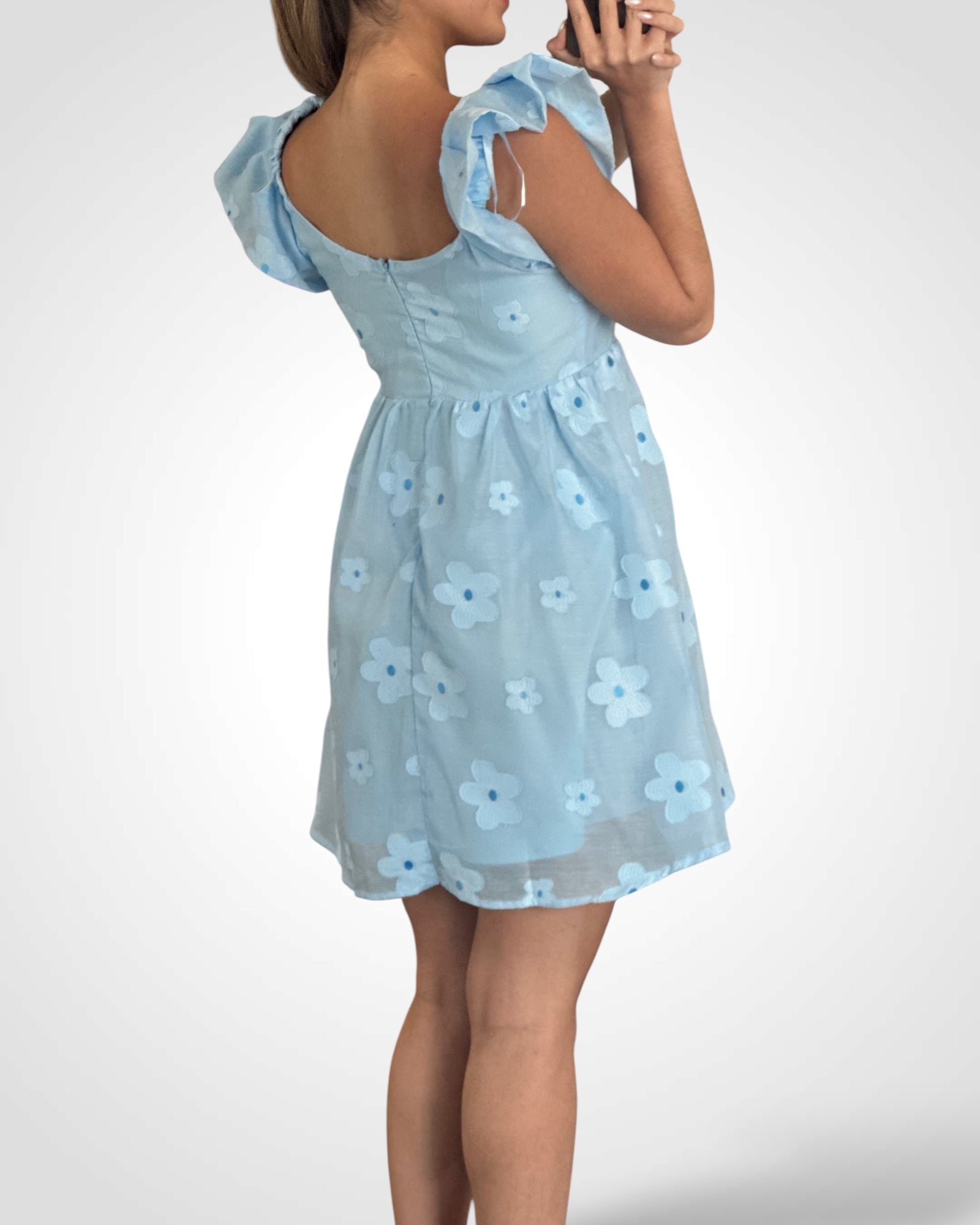 Short Ruffle Sleeve Detailed Floral Mini Dress•-3