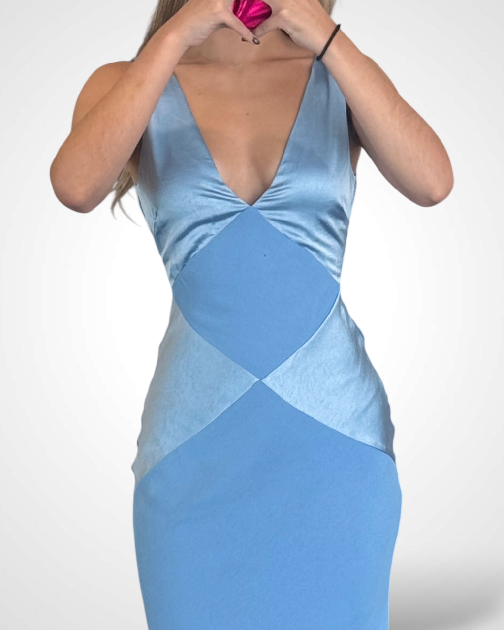 V Neckline Satin Maxi Dress