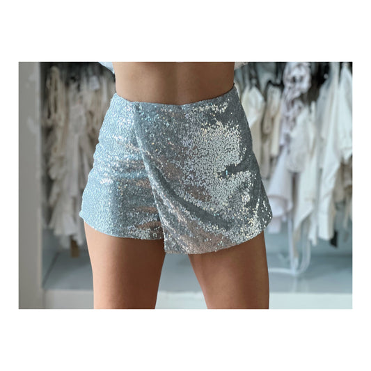 Silver Sequin Party Skort