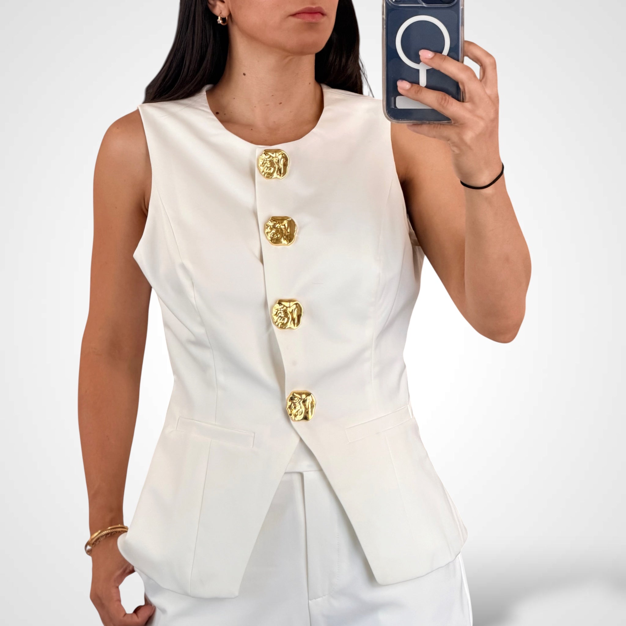 Luxe Gold Button Peplum Set-2