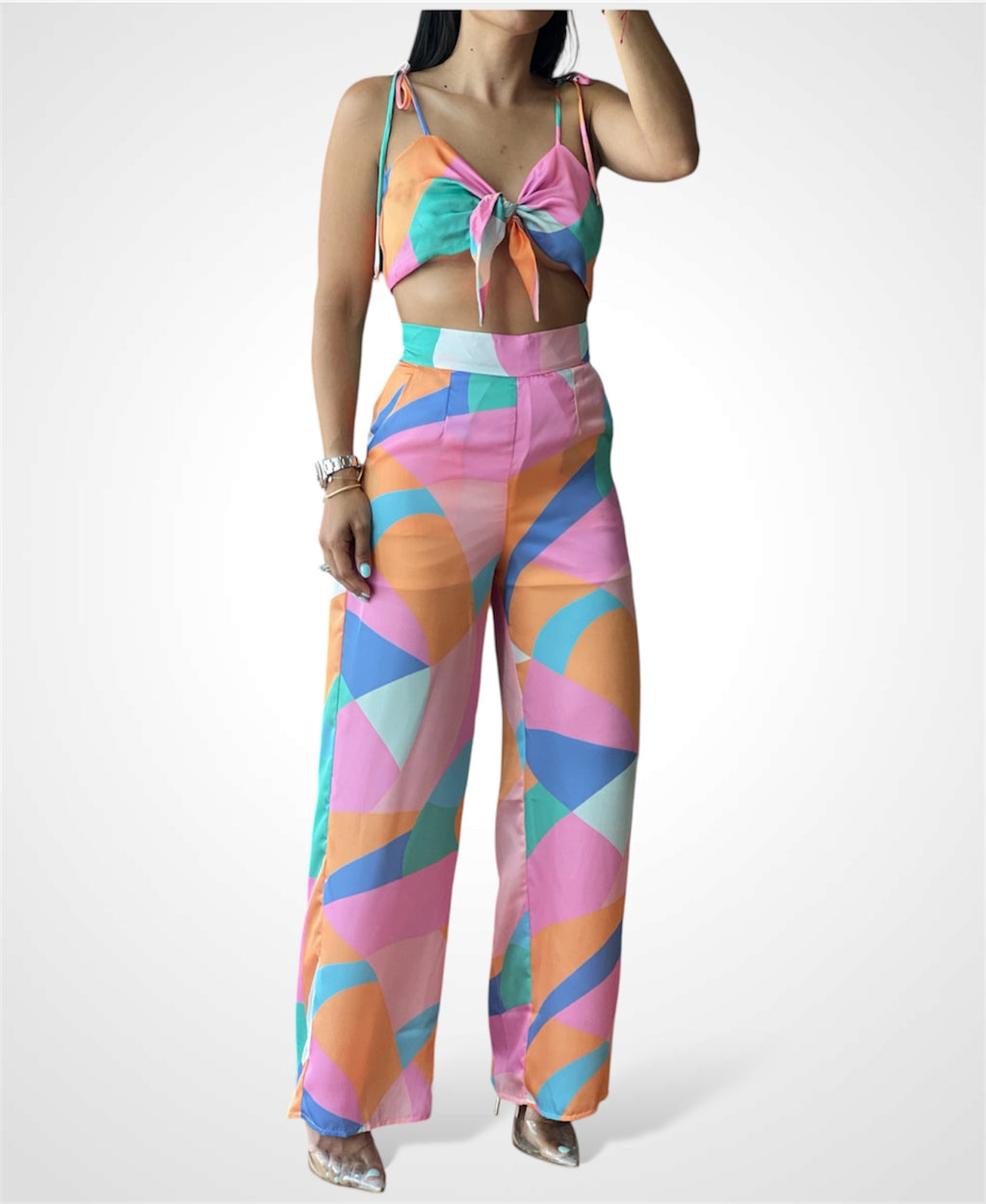 Pink Blue Long Pants