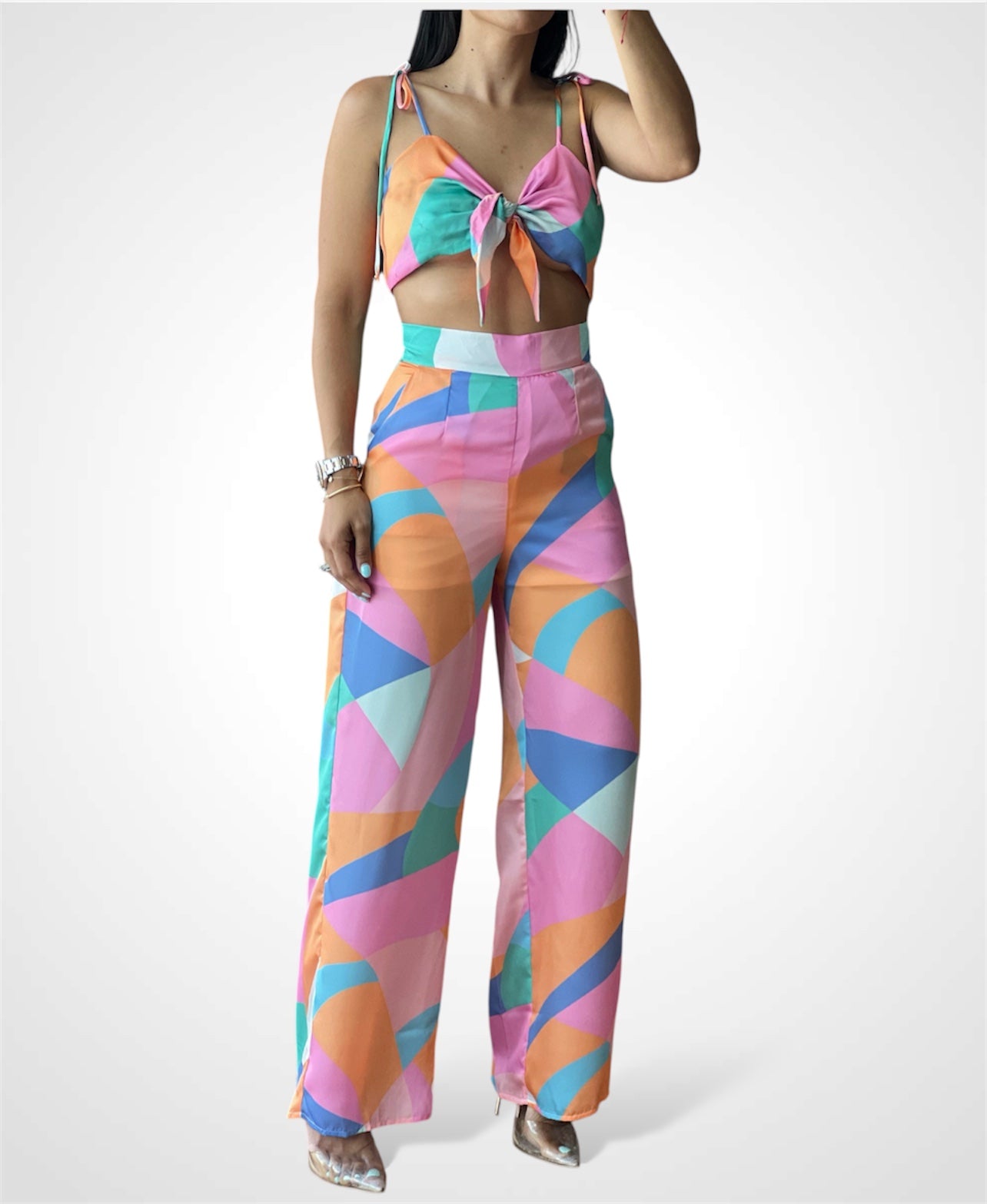 Pink Blue Long Pants