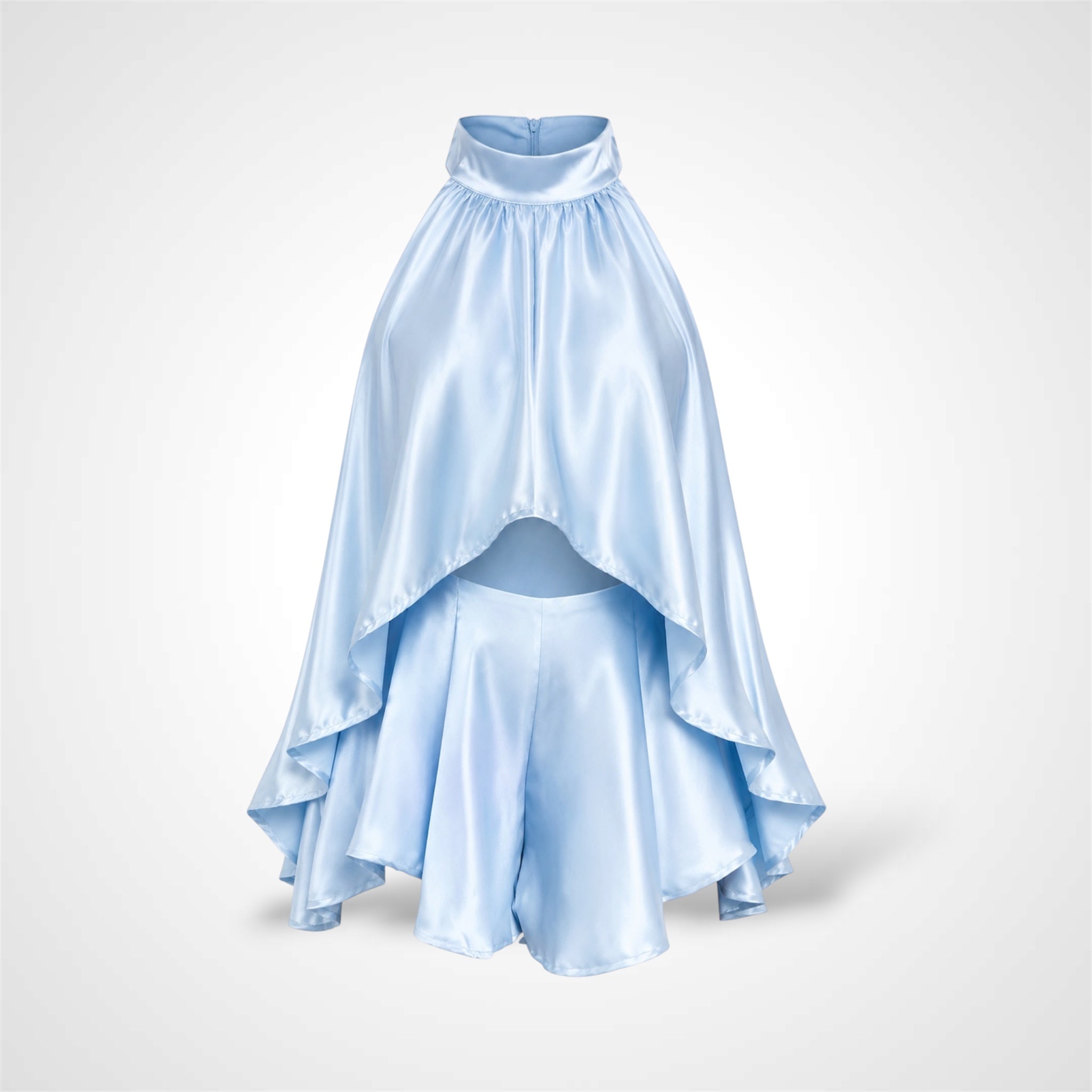 Baby Blue Satin Skort Set-2