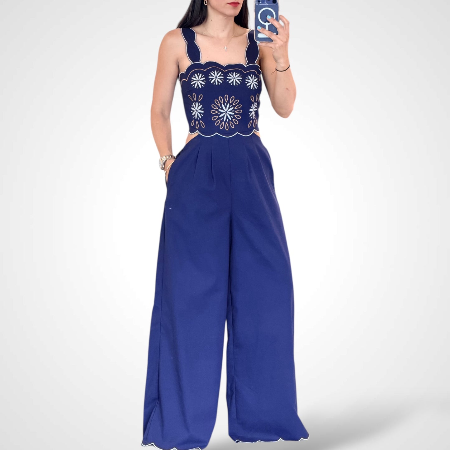 Embroidered Cutout Jumpsuit