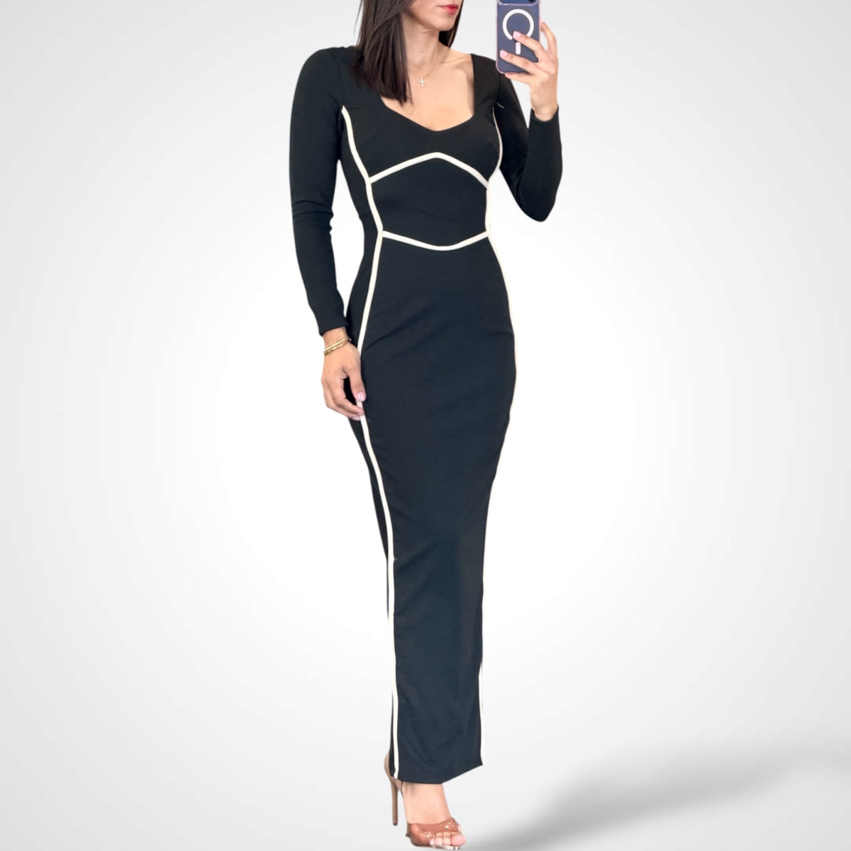 Noelle Contrast Long Dress