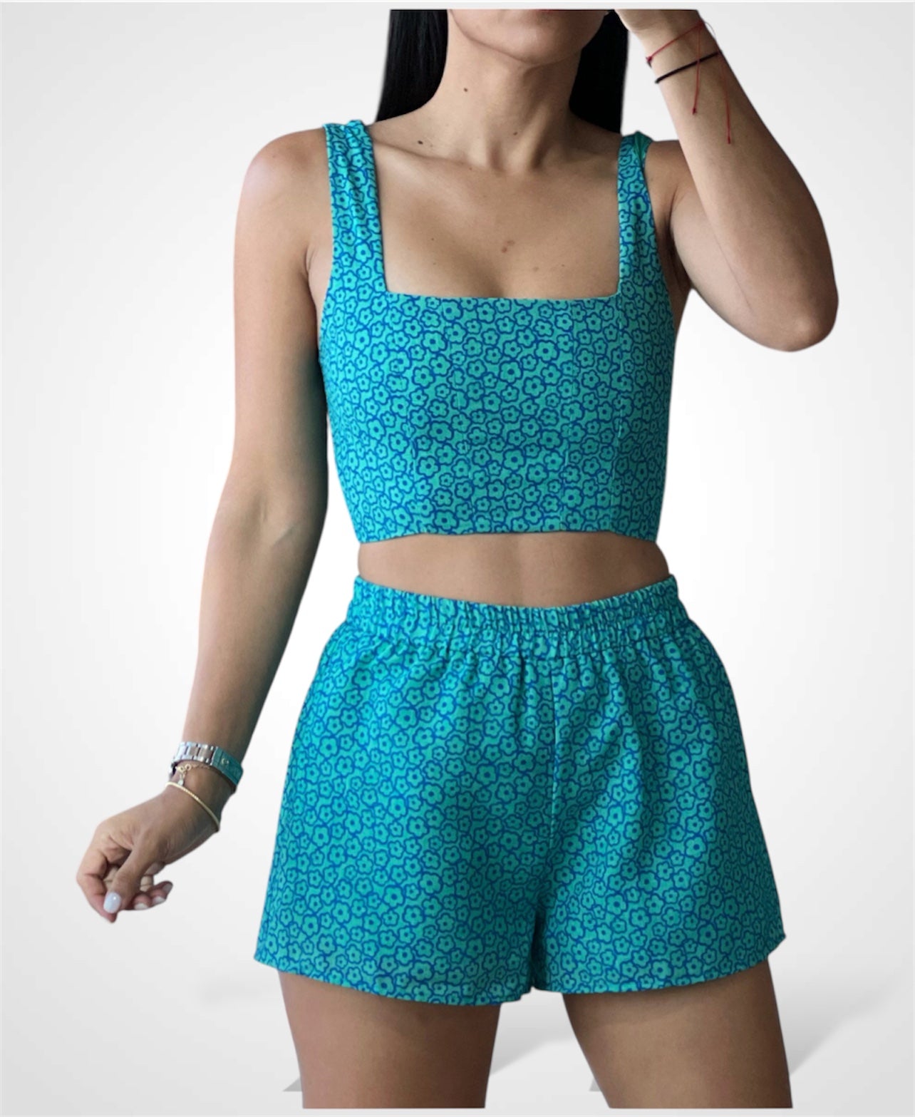 Jade Royal Flowy Shorts•-2