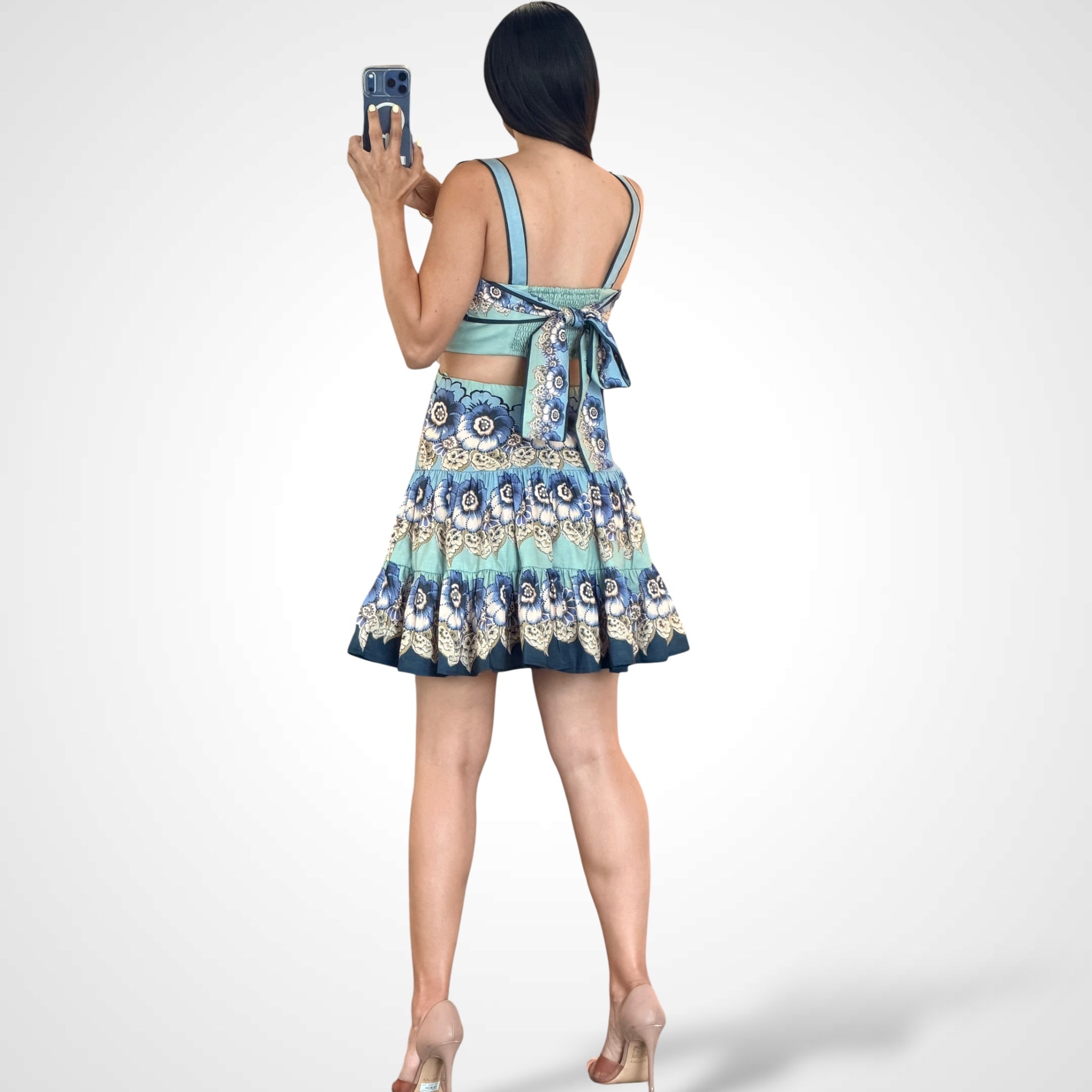 BLUE FLORALS TIERED DRESS-3