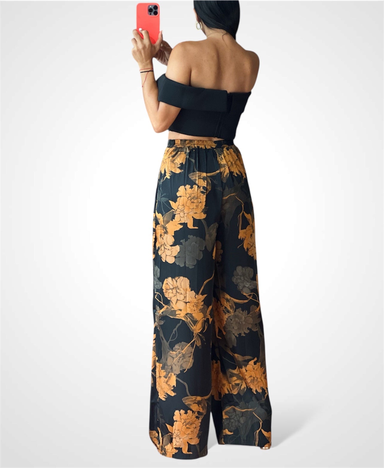 FOLD OVER SWEETHEART NECK SCUBA CORSET CROP TOP•-3