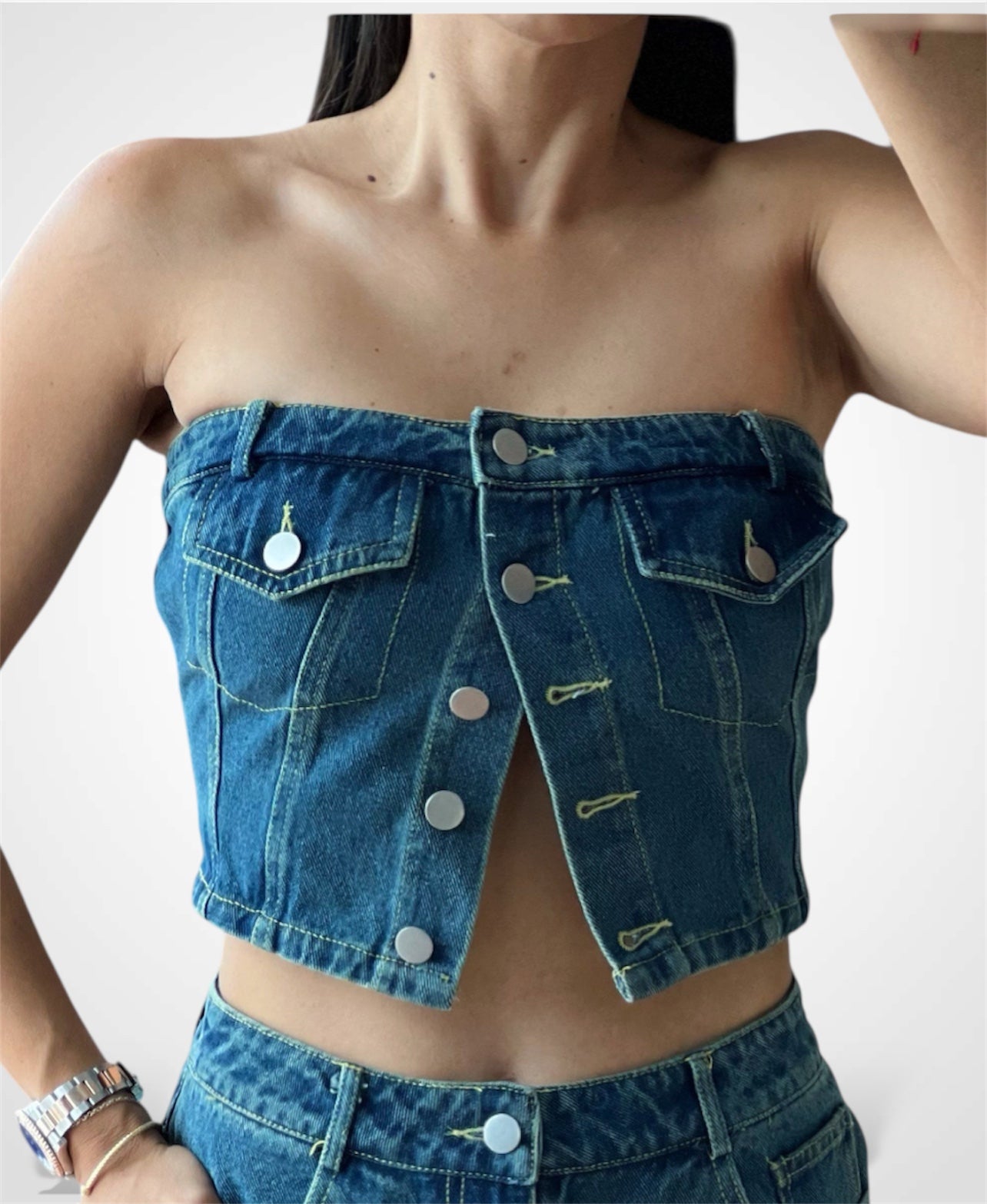 Denim Tube Top•