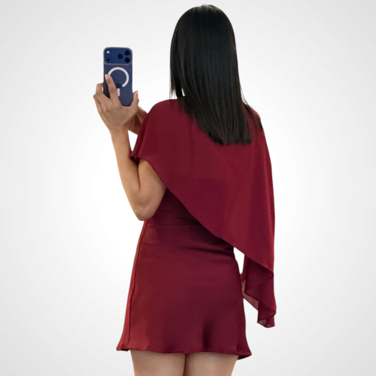 Wine Cape Mini Dress-3
