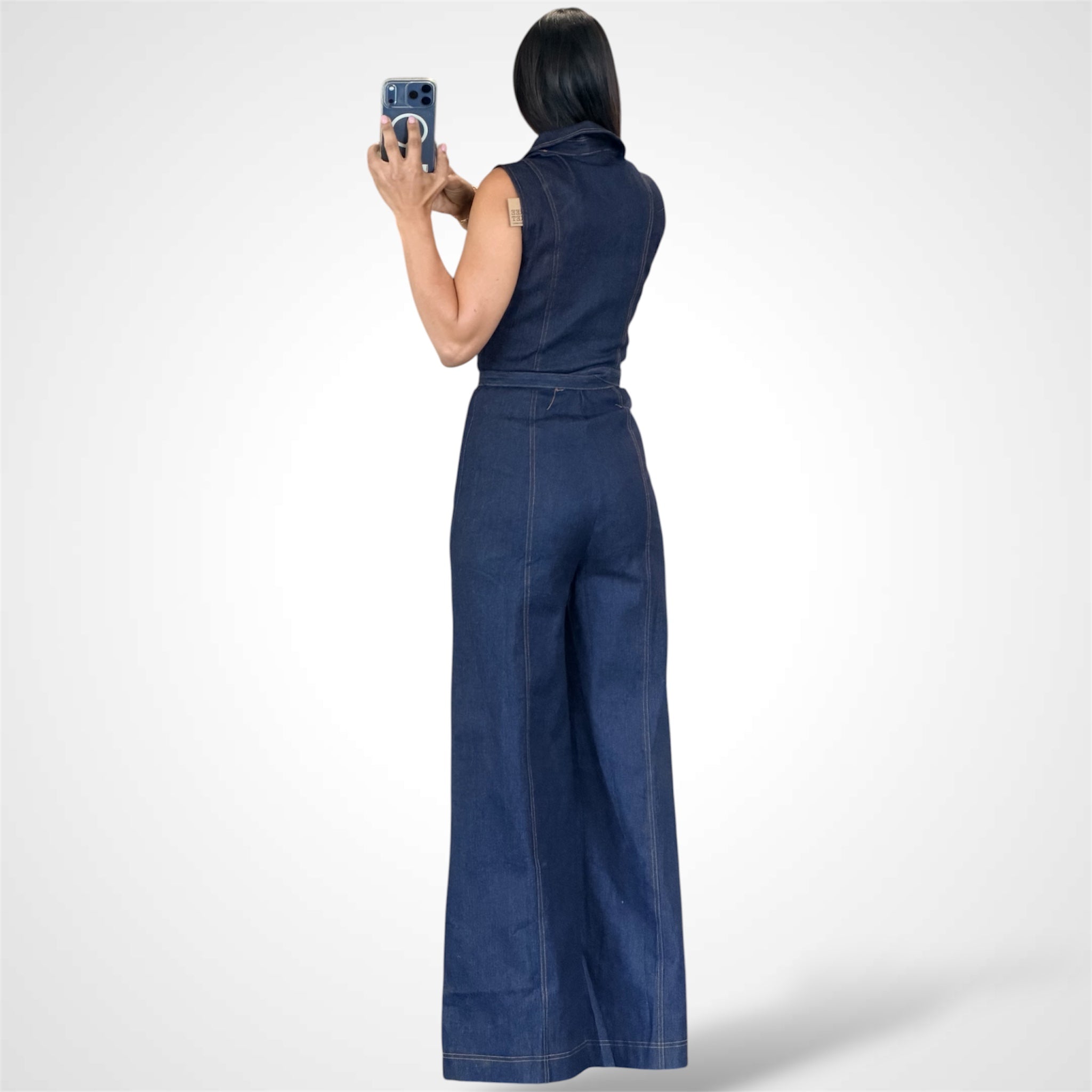 Dark Denim Collar Jumpsuit-3
