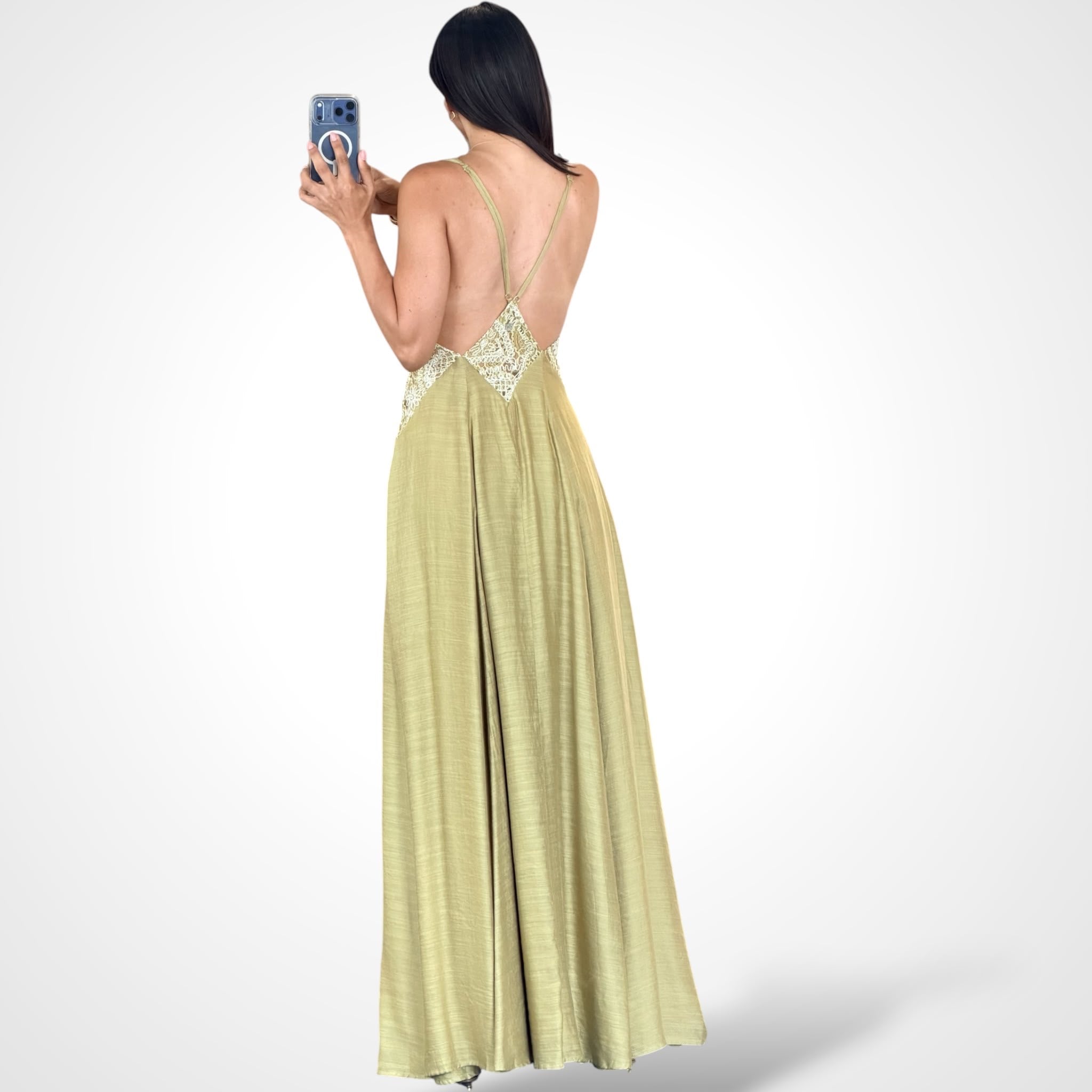 Pea Low Back Maxi Dress-3