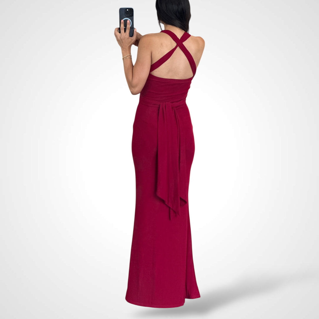 Elegant Mesh Halter Maxi Dress