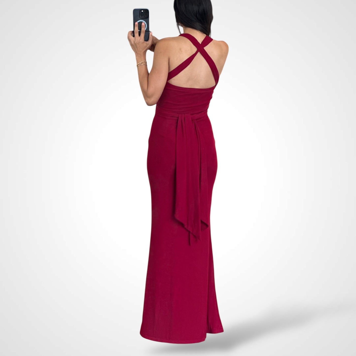 Elegant Mesh Halter Maxi Dress