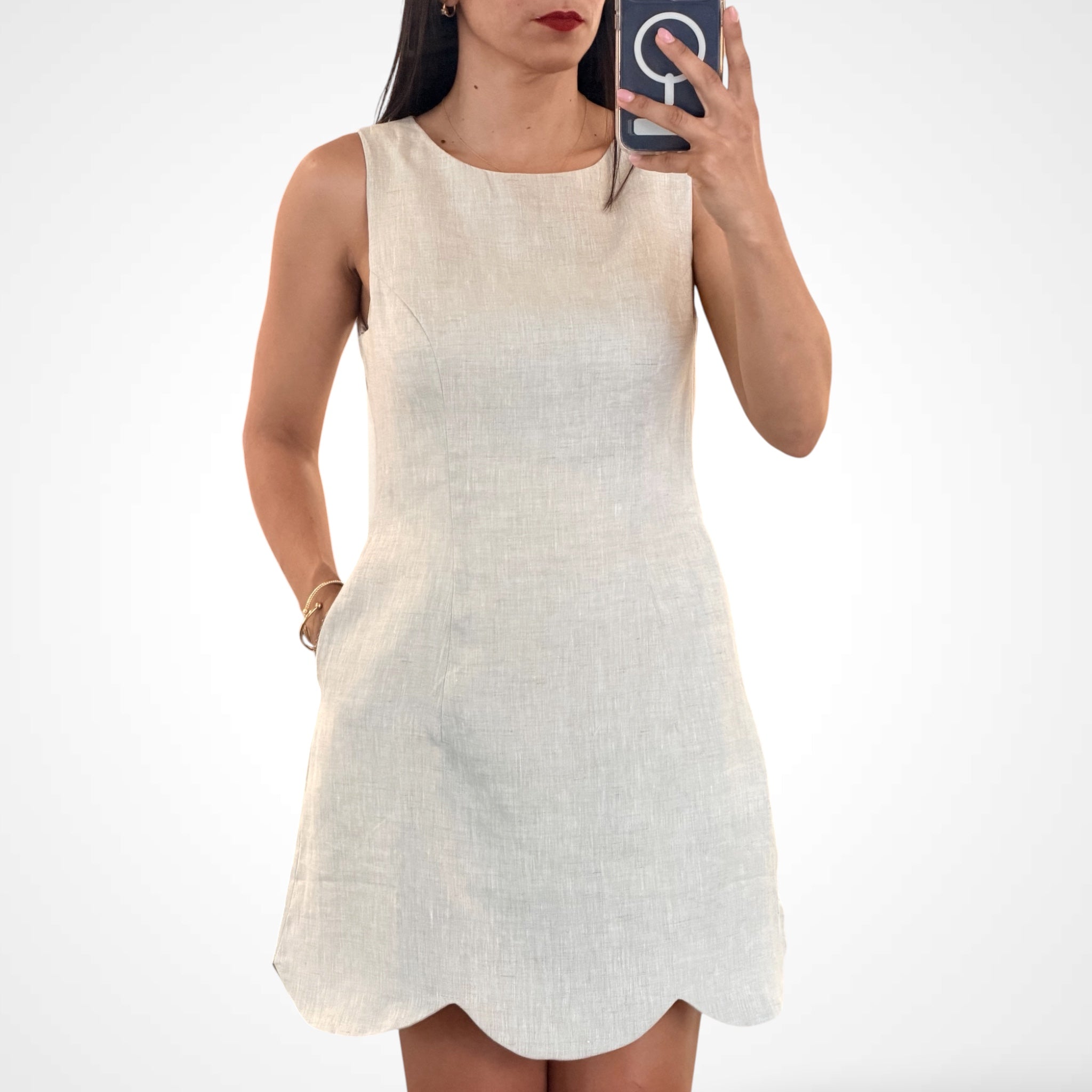 Linen Hem Mini Dress-2