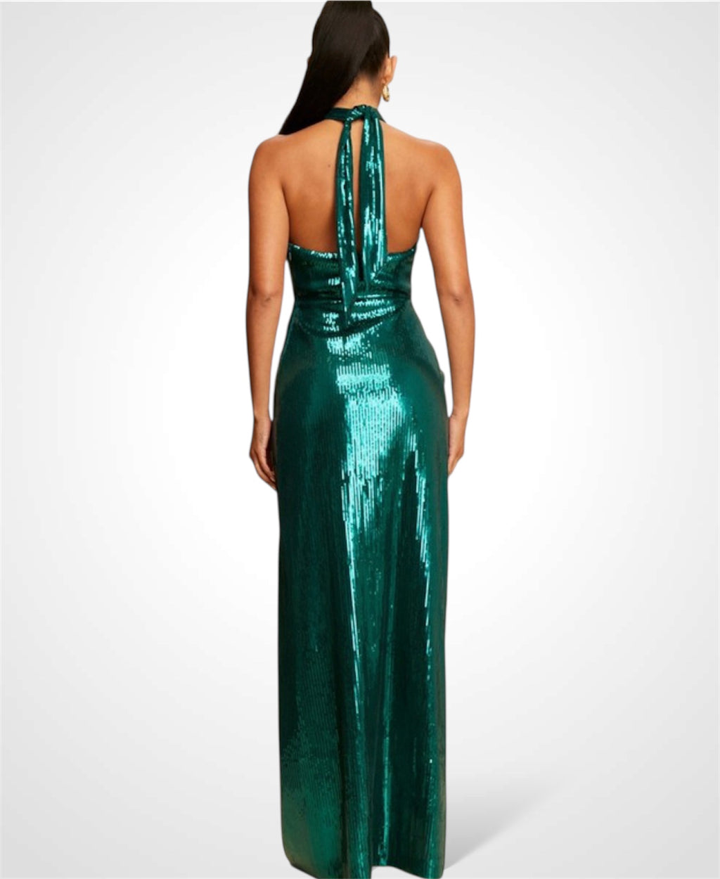 SEQUIN HALTER SLIT MAXI DRESS