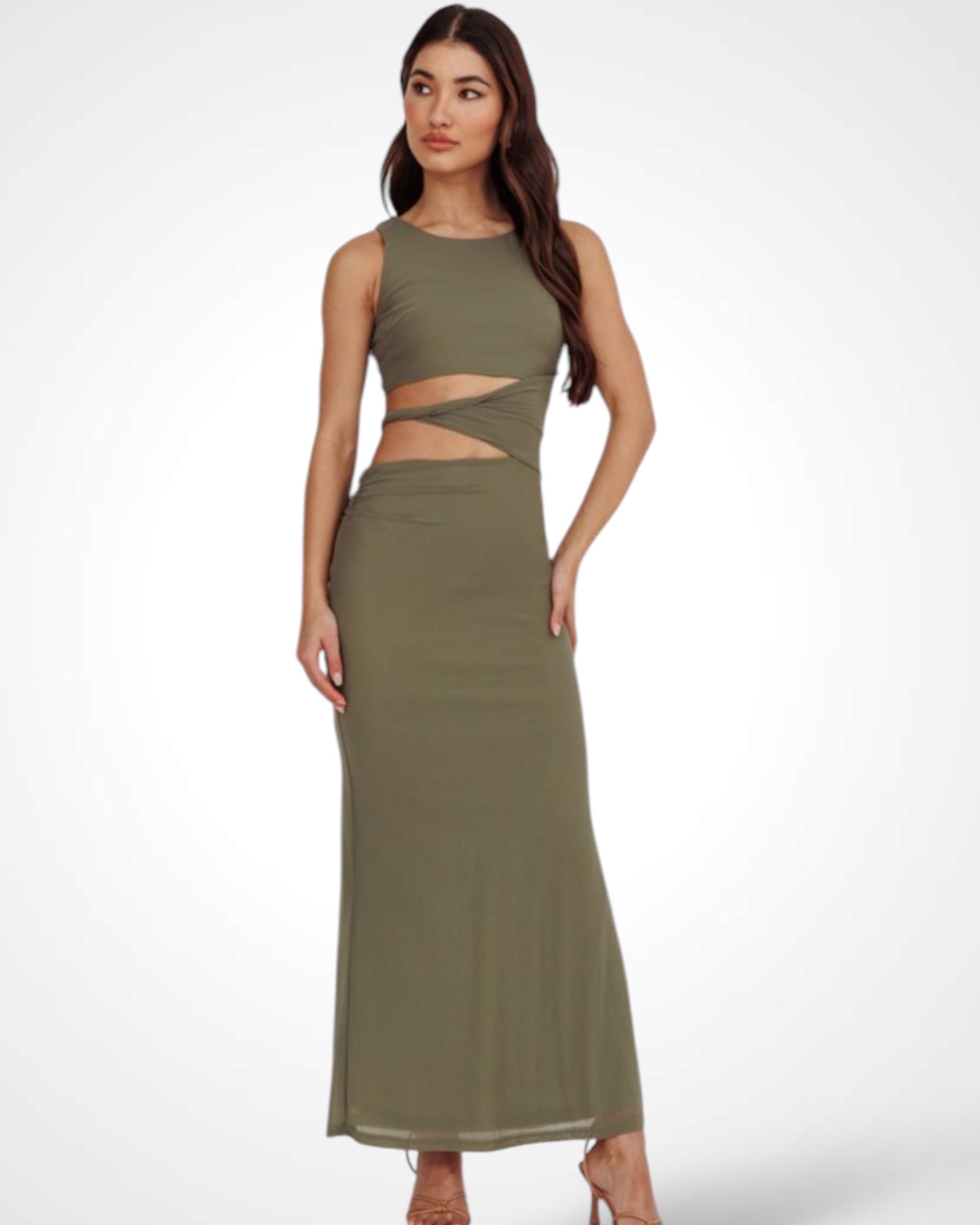 Asymmetrical Cutout Maxi Dress•-3