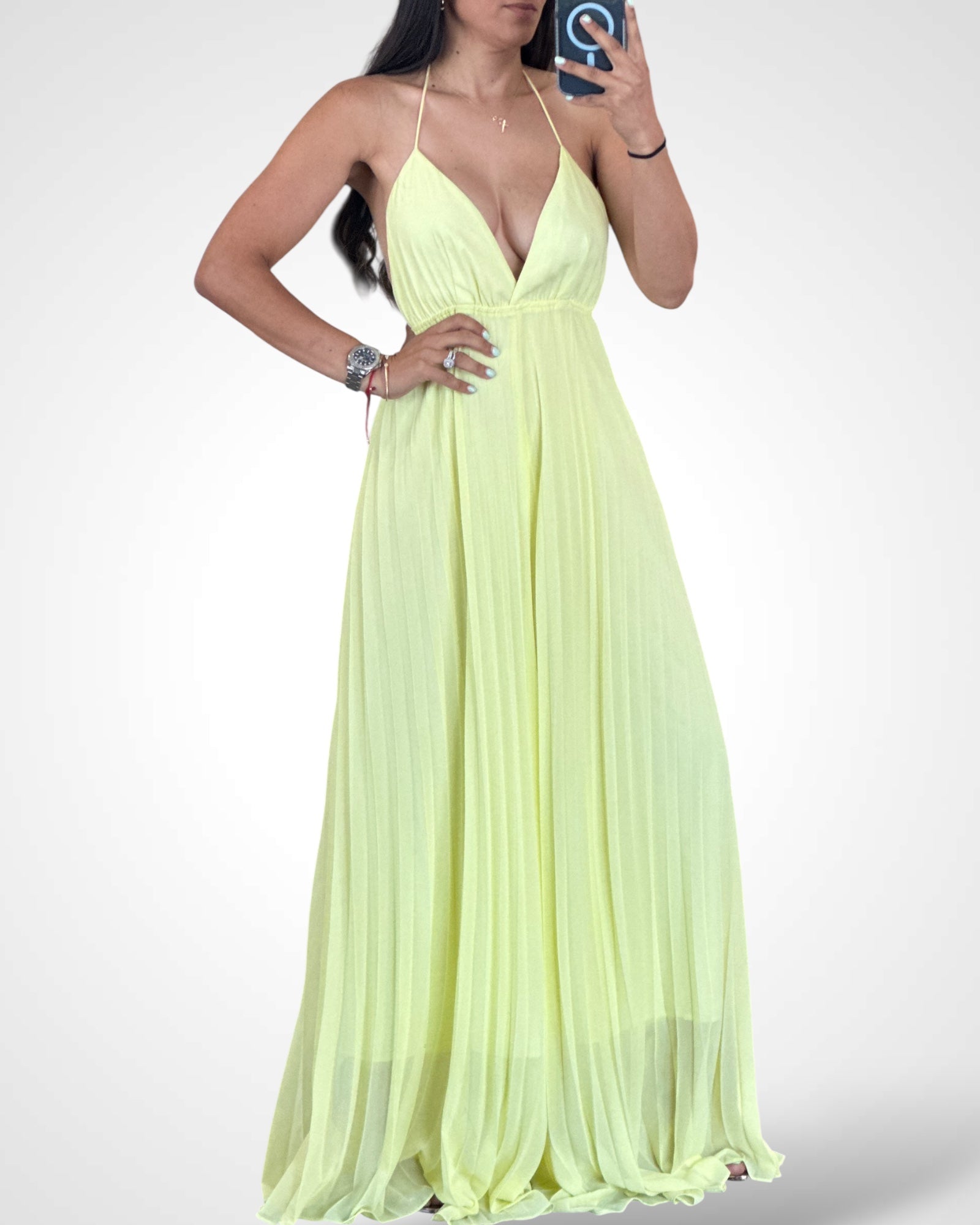 Pleated wide leg jumpsuit