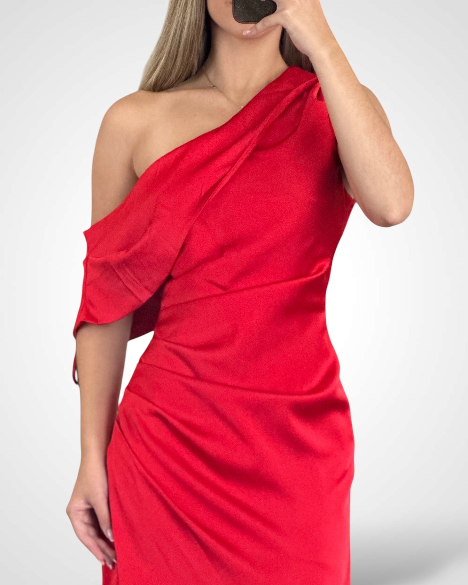 SATIN OFF S MAXI GOWN