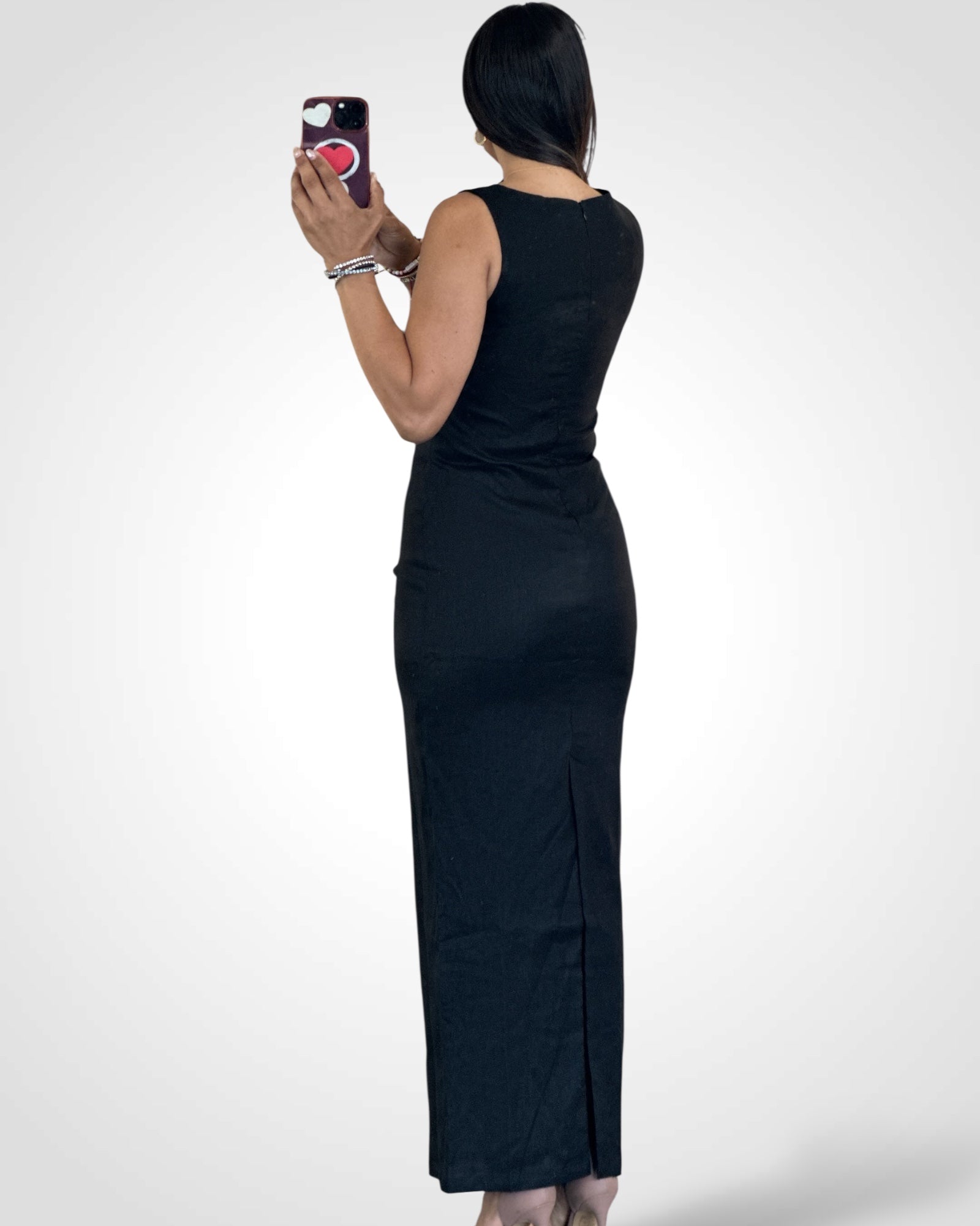 Black Rayon Long Dress-3