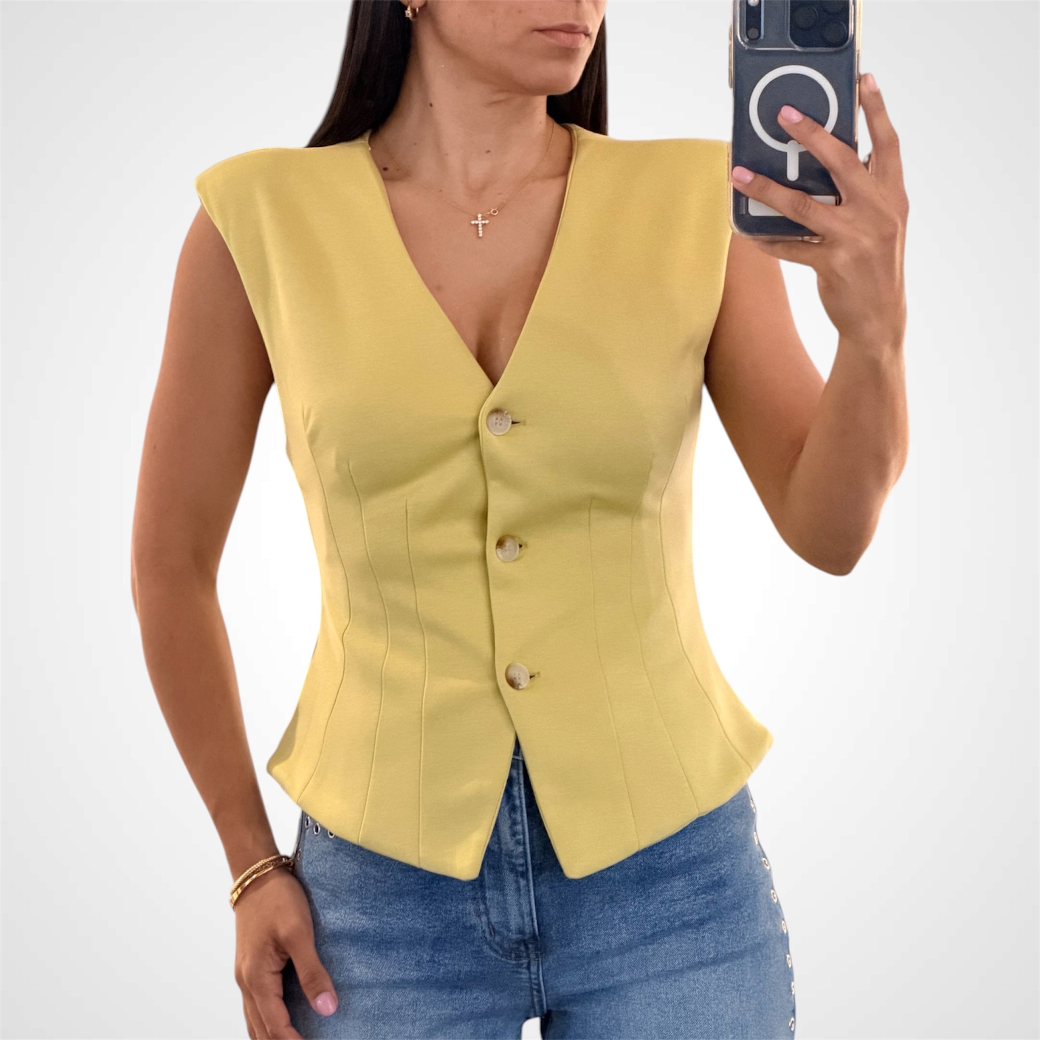KNIT INFINITY PADDED CAP SLV PEPLUM VEST