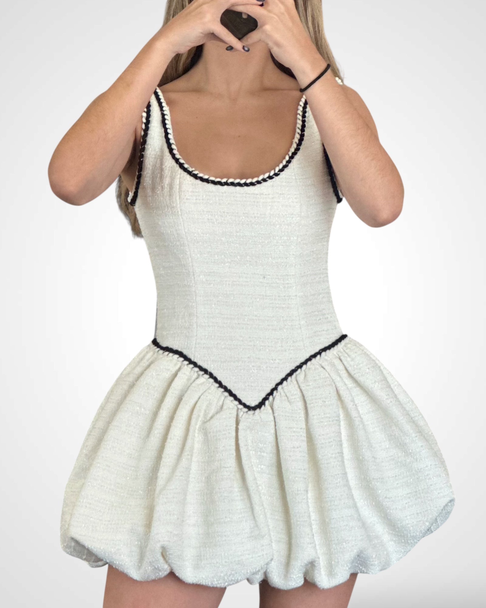 Boucle Tweed Bubble Dress•