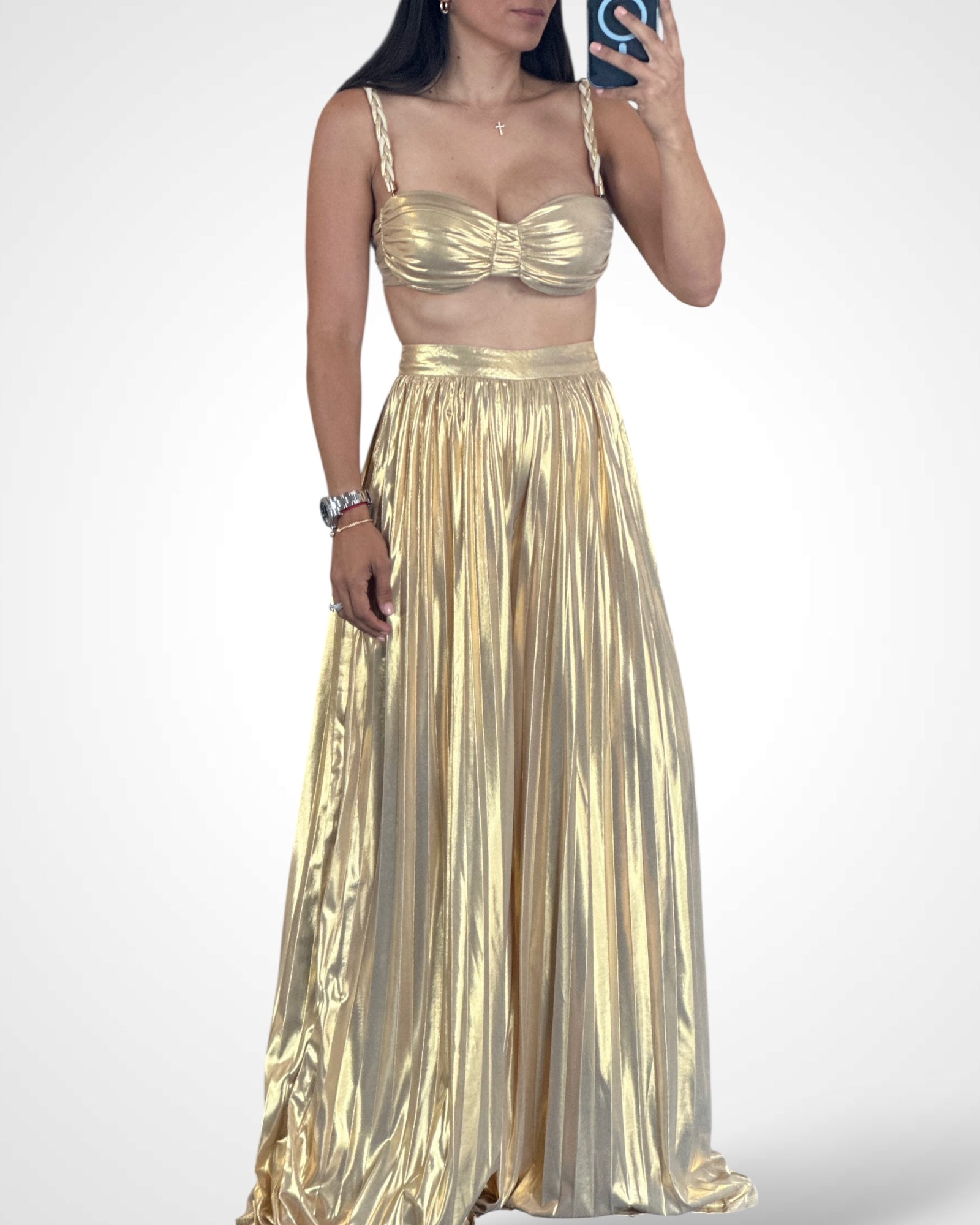 GOLD METALLIC TWO PIECE SET•-1