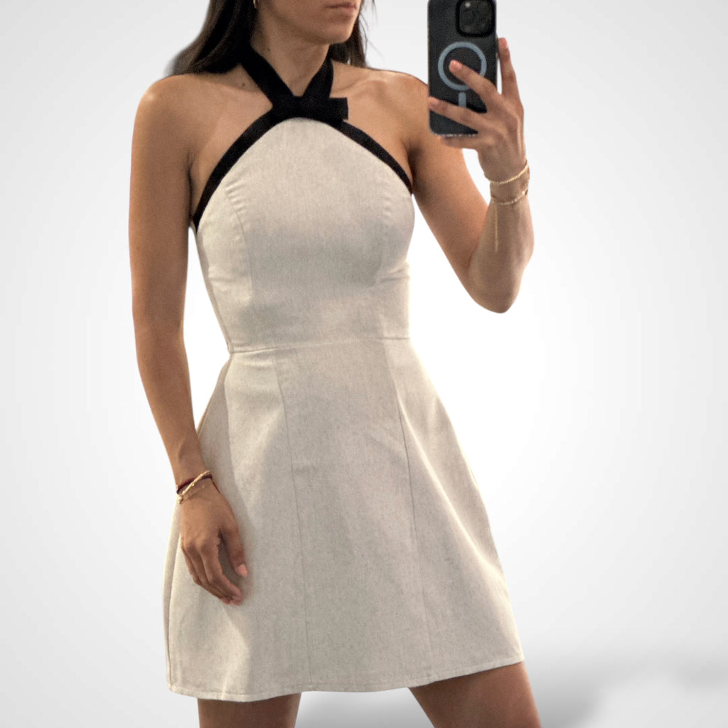 SJQ-Halter Keyhole Mini Dress