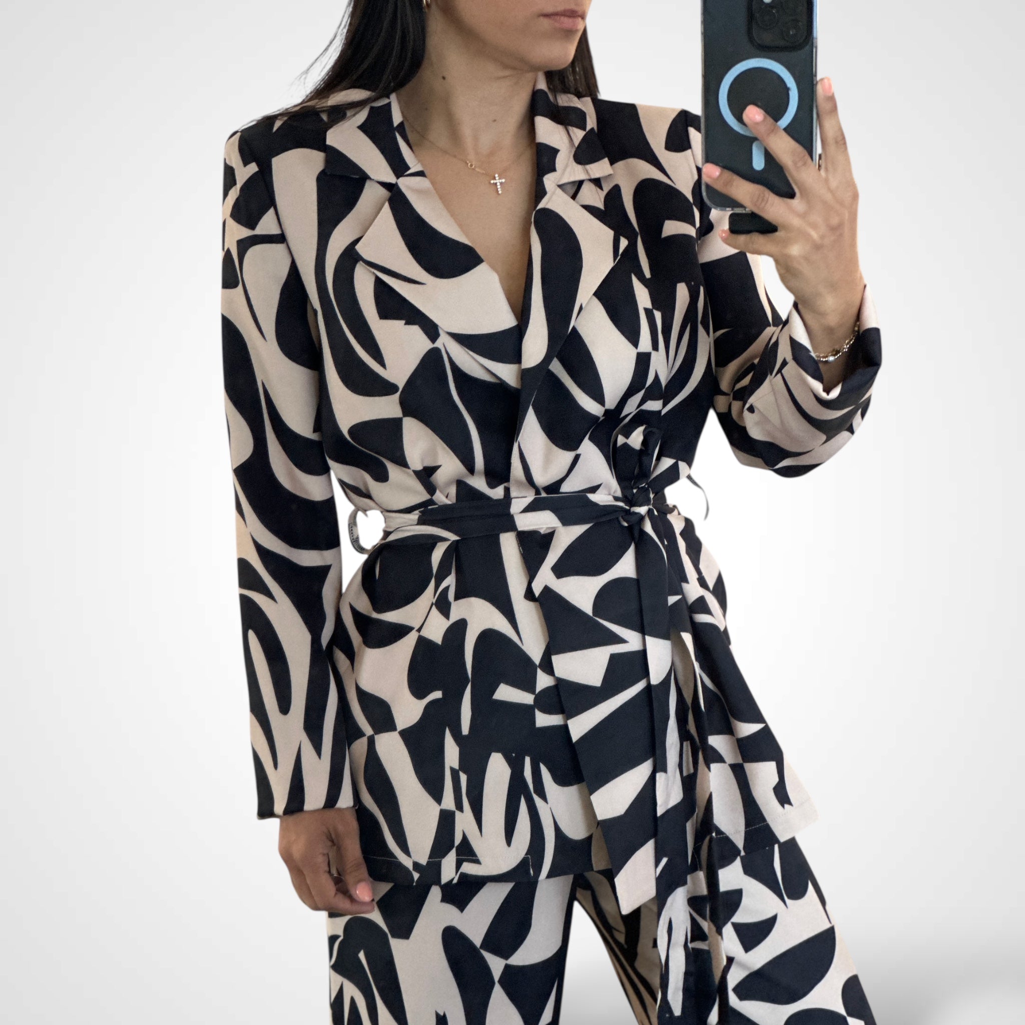 BLACK NUDE LONG PANTS SET