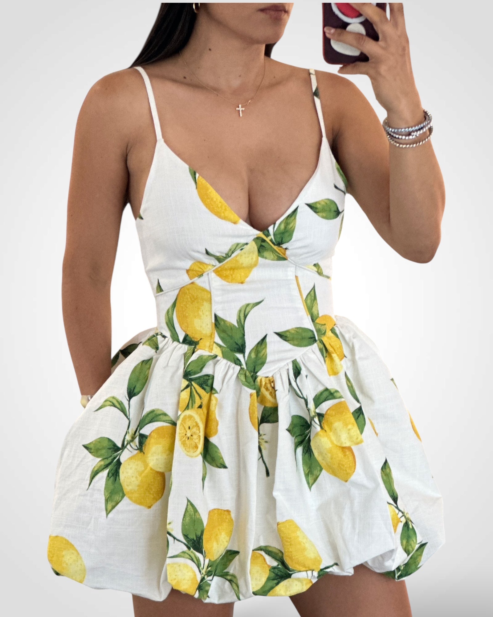 Fresh Lemon Bubble Mini Dress-1