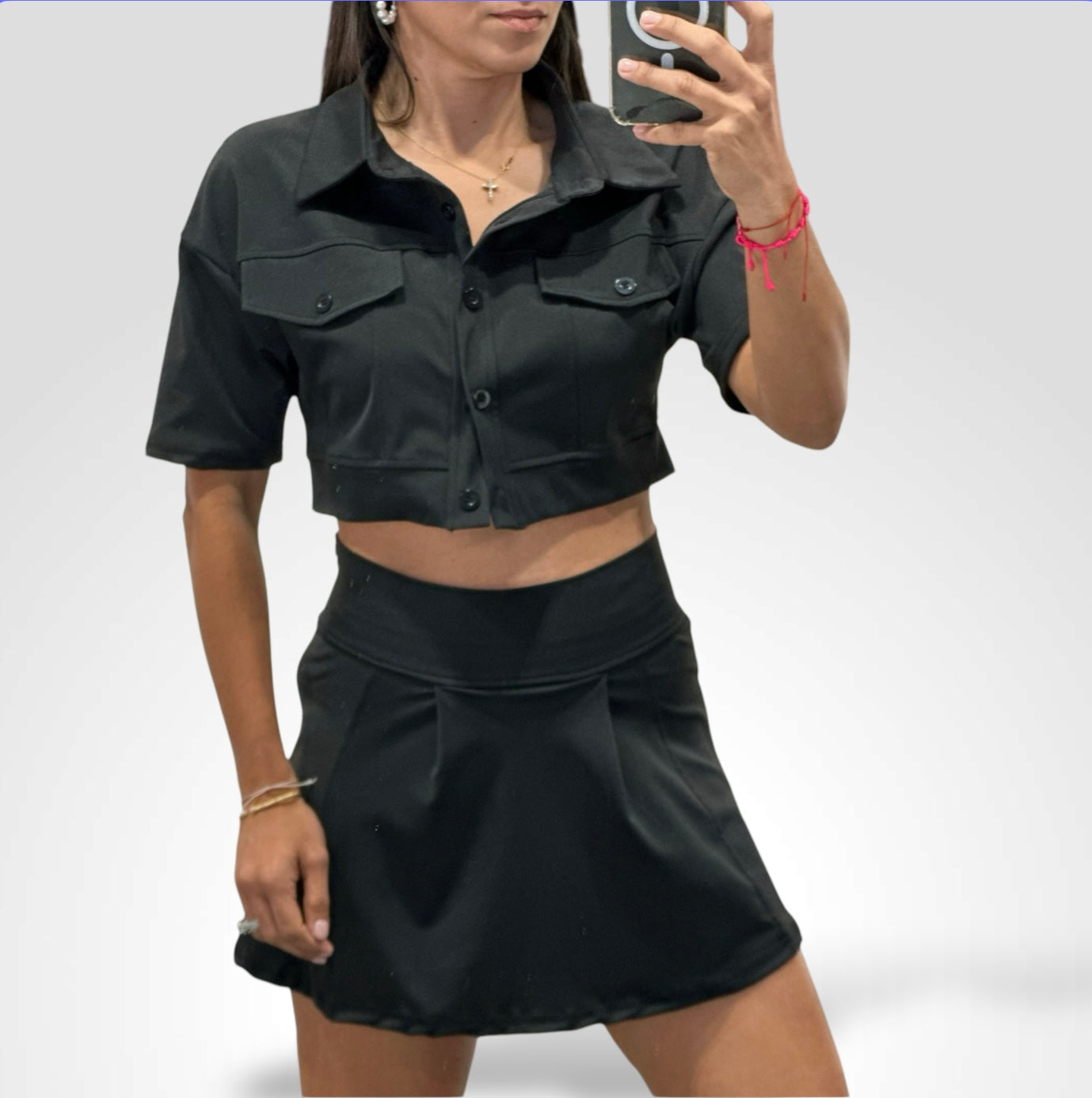 CARGO SHIRT AND SKIRT SET•