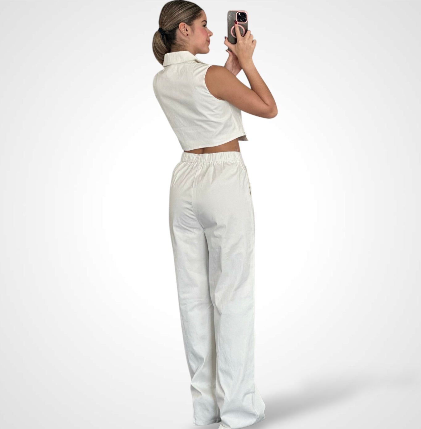 Solid Color Matching Pants Set•-3