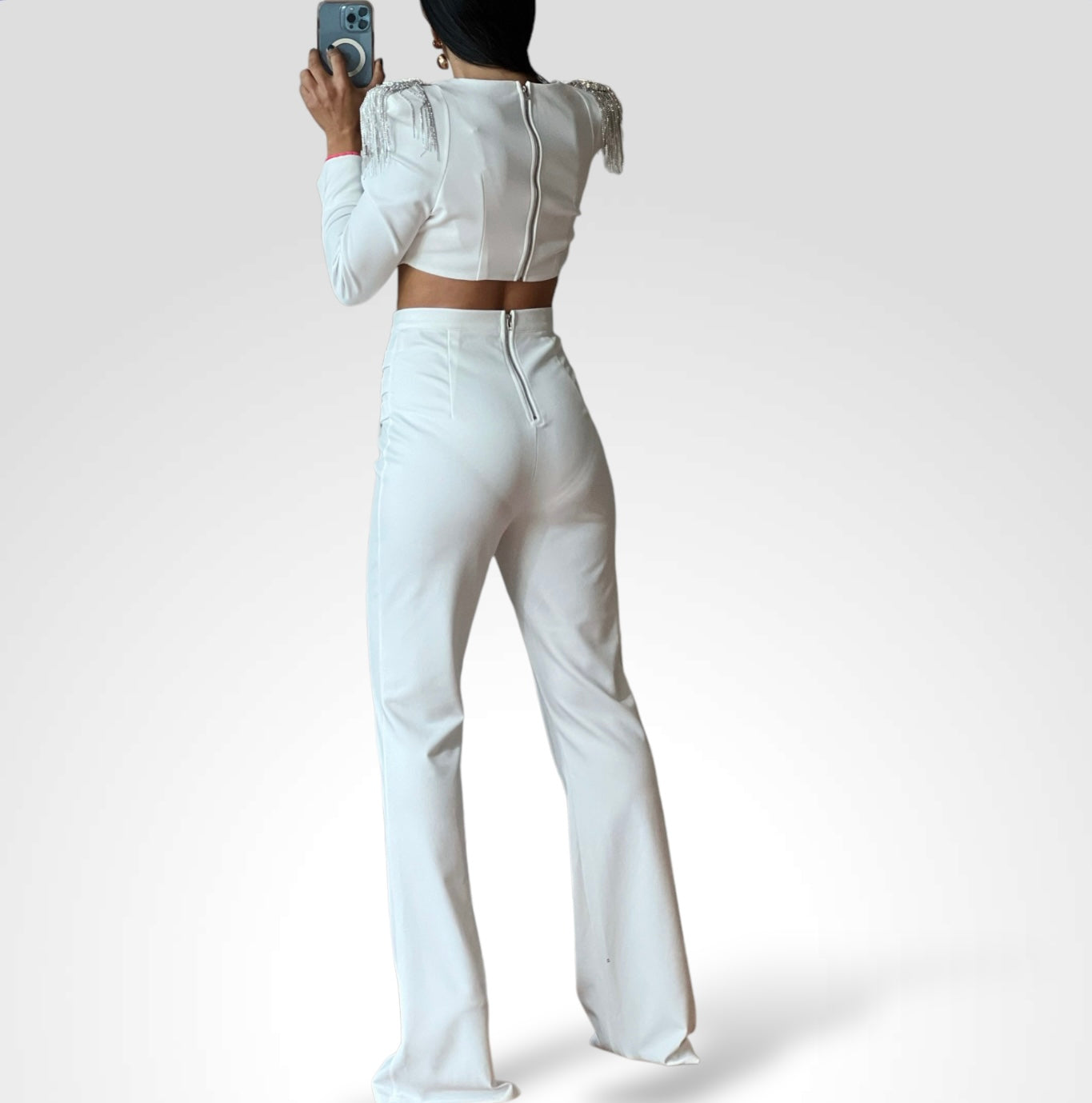 Stones Fringes White Set