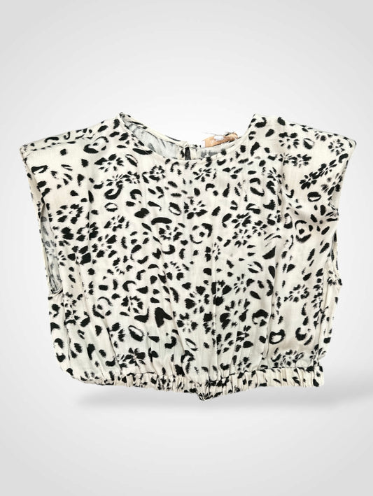 Cream Black Crop Top