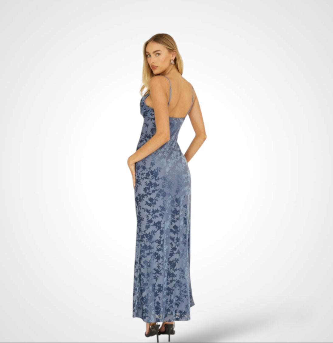 FLORAL BURNOUT MIDI DRESS