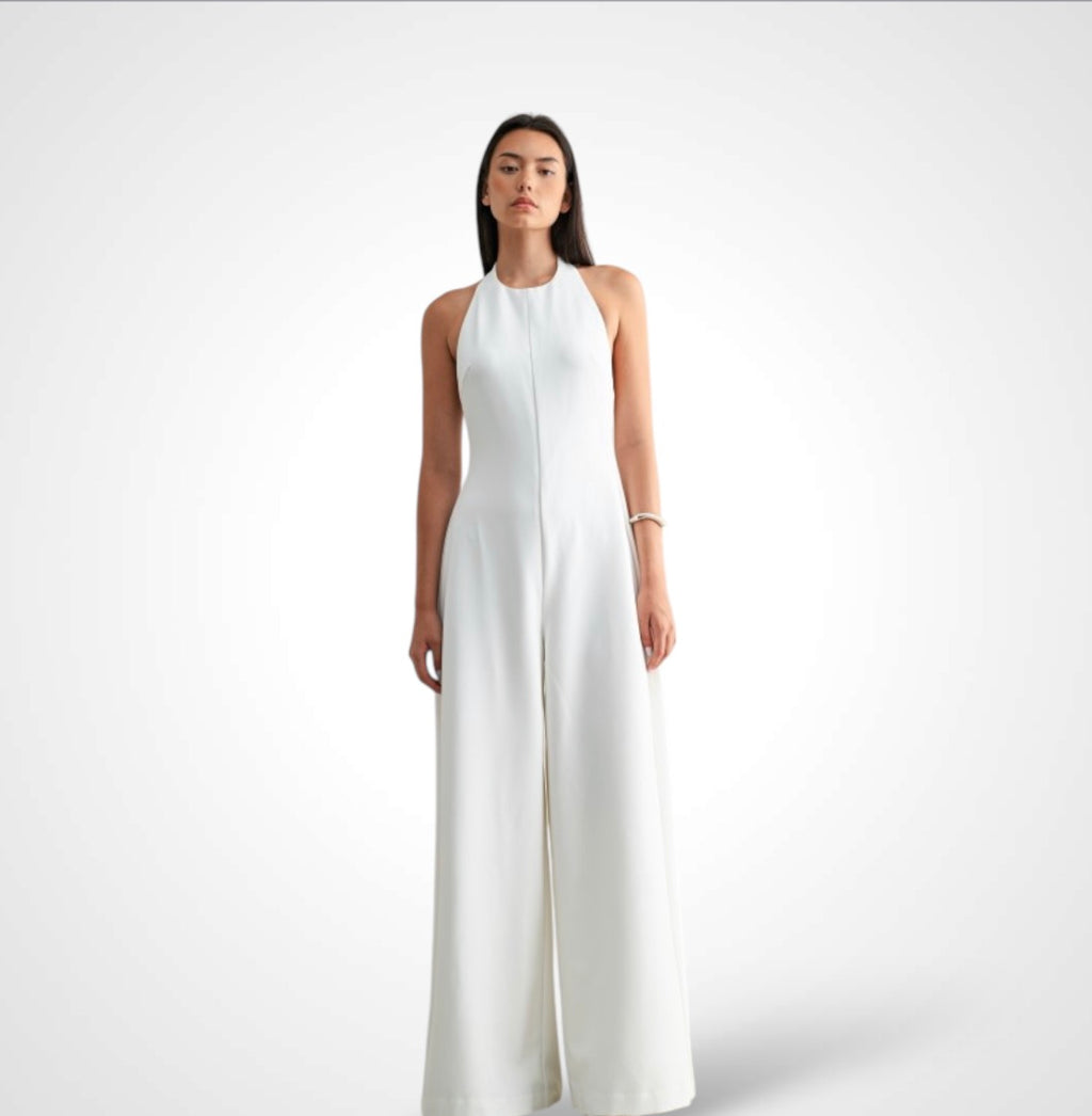 OFF WHITE HALTER LONG JUMPSUIT