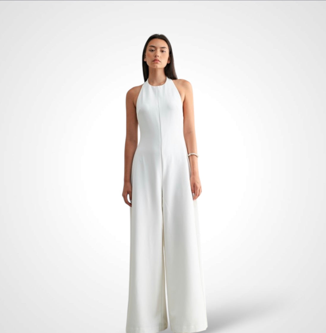 OFF WHITE HALTER LONG JUMPSUIT