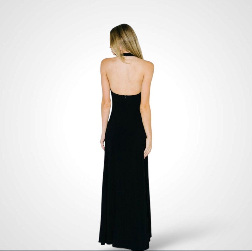 SJQ-Black Elegance Slinky Maxi Knit Dress