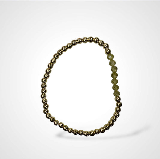 ARIA'S GOLD BRACELET W OLIVE CRYSTALS