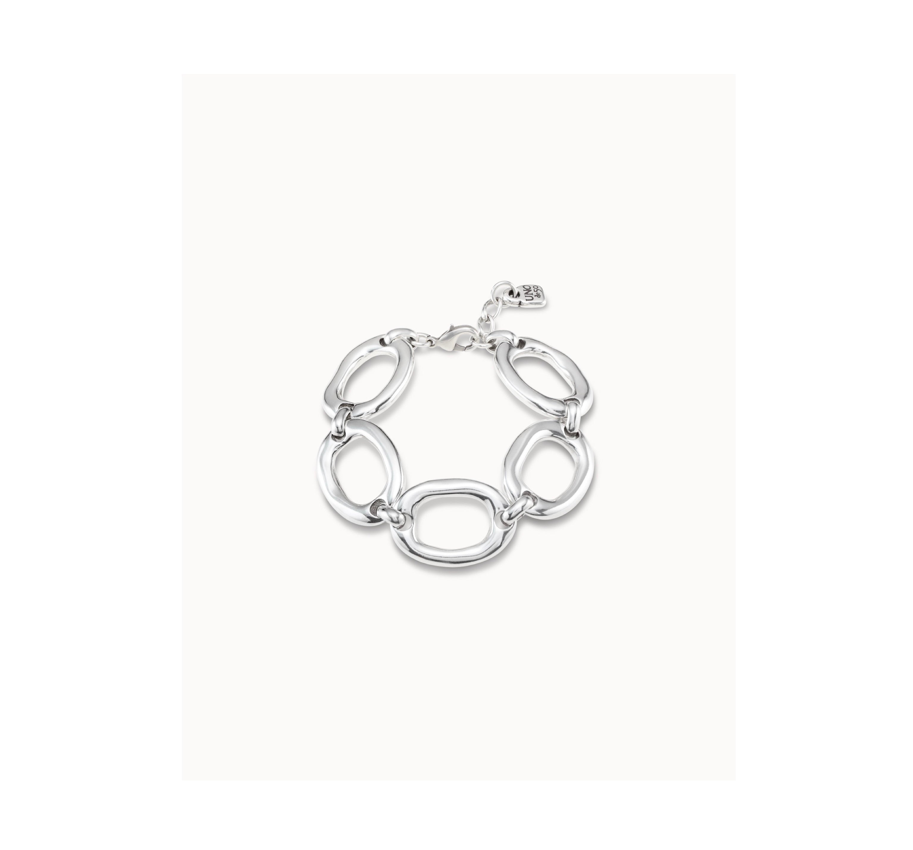 UNO D 50-Pulsera bañada en plata de ley de eslabones grandes•