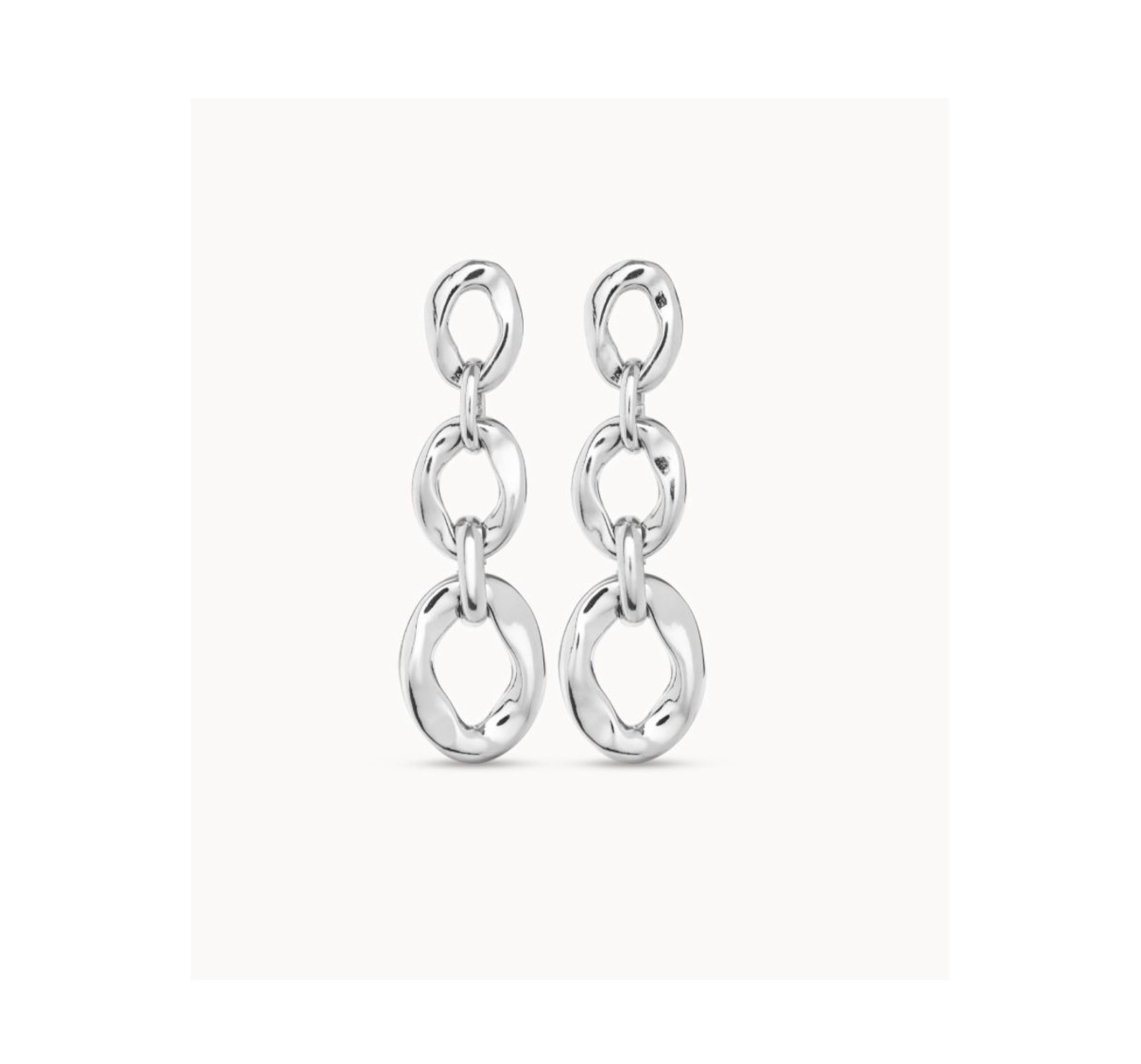 UNO D 50- STERLING SILVER-PLATED EARRINGS WITH 3 LINKS•