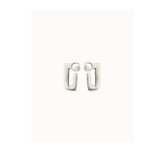 UNO D 50-Sterling silver-plated medium sized rectangular nail shaped stud earrings