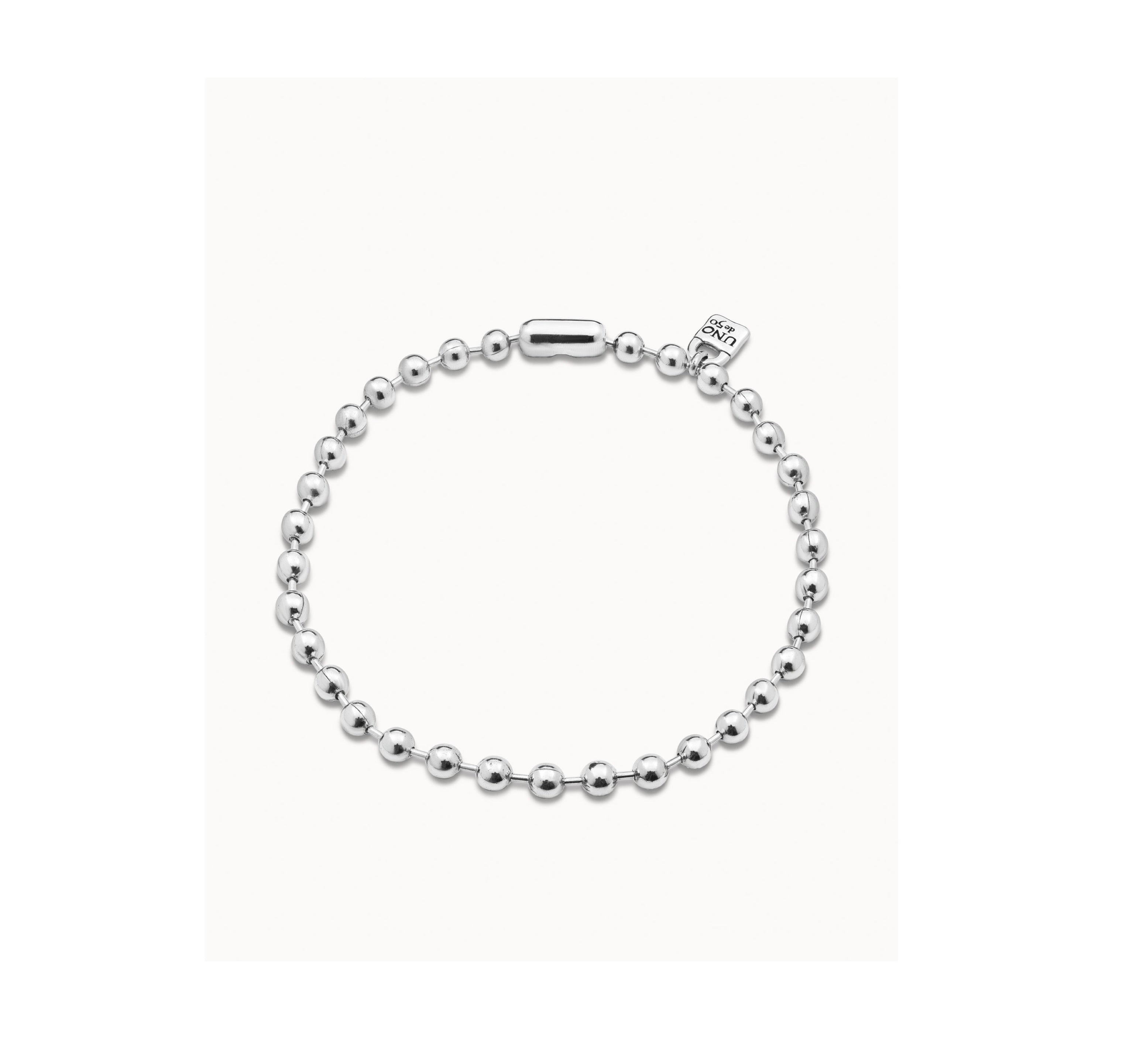 UNO D50-Collar de cuentas bañada en plata de ley•