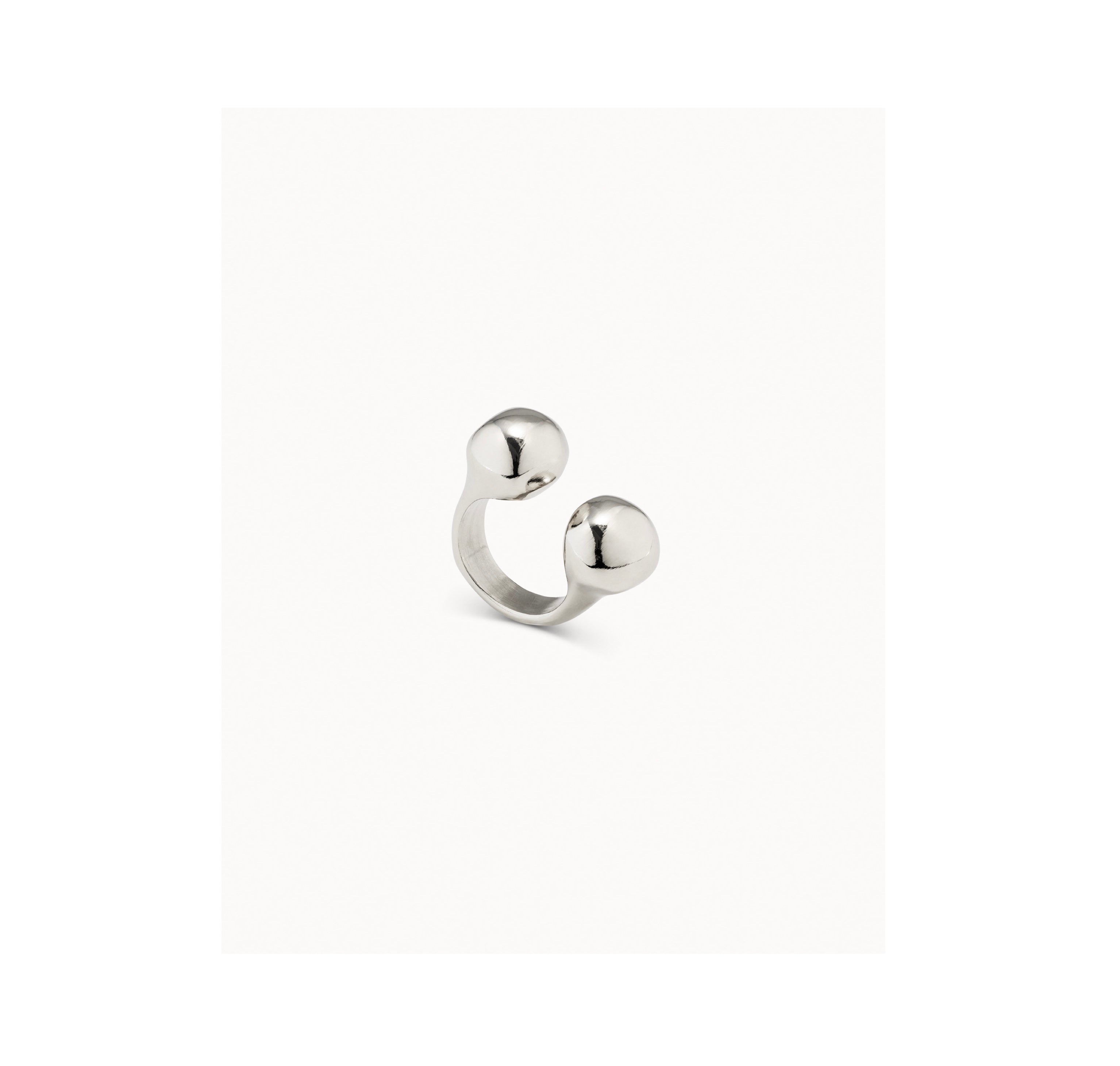 UNO D 50-Sterling silver-plated beads ring•-1